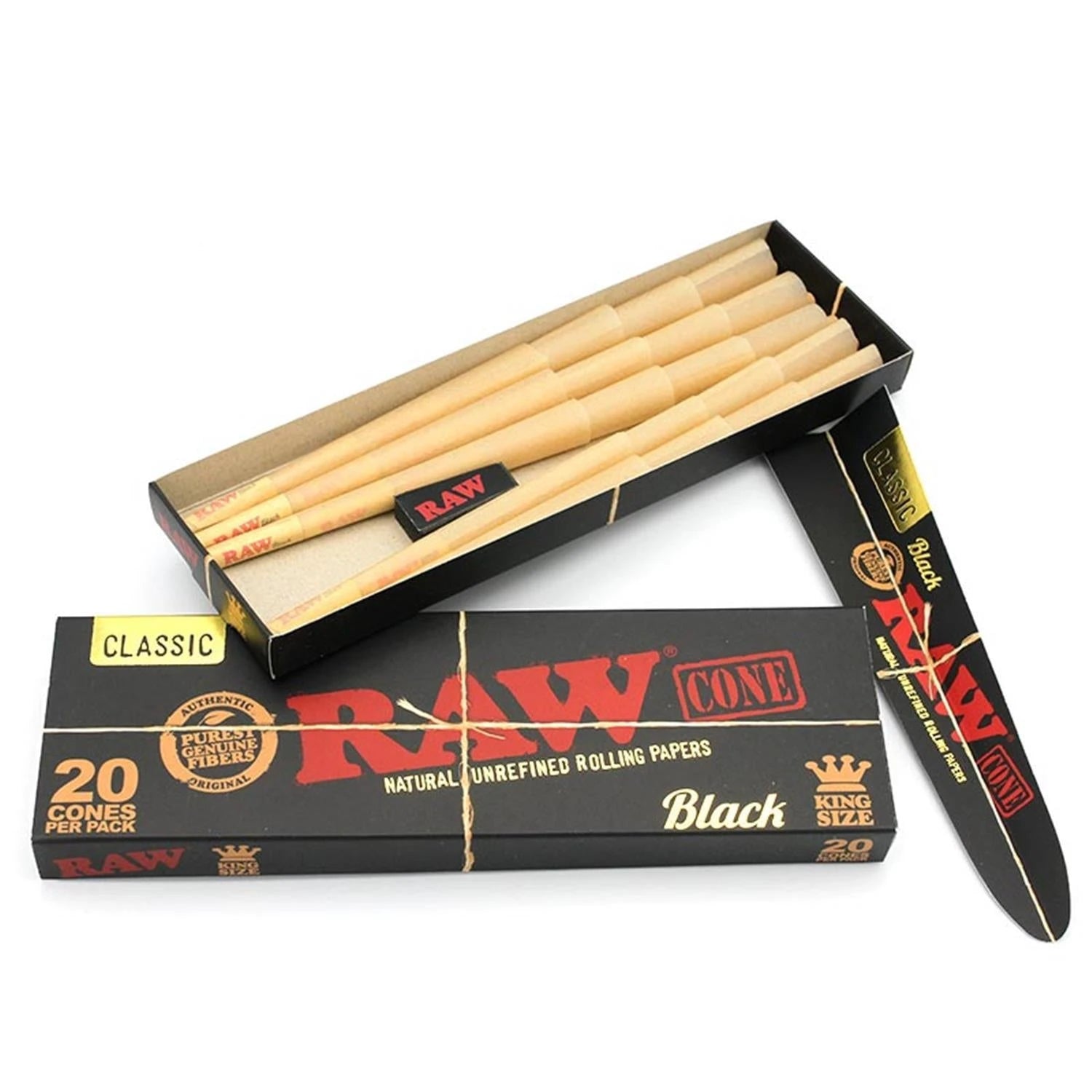 RAW Black PreRolled Cones King Size 20er Pack RAW